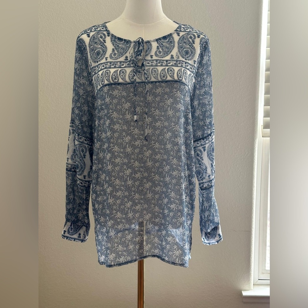Vince Camuto Navy Paisley Blouse